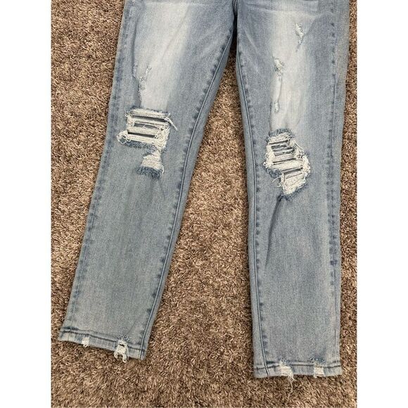 Bayeas Jeans Skinny Distressed Ripped Light Wash Blue Denim Stretch Women’s 30 - Picture 9 of 11
